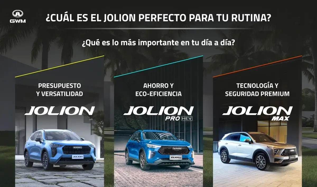 Vehículos SUV Jolion de GWM.